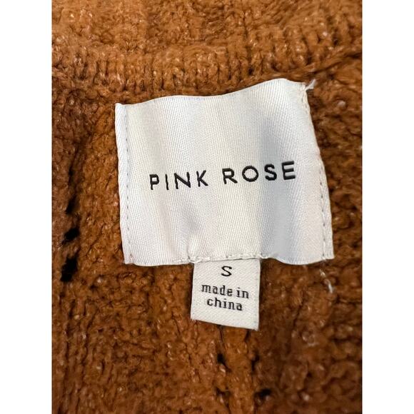 Pink Rose Soft Cropped Collared Sweater Burnt Orange Rust S - Picture 6 of 6